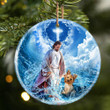 Yorkshire Terrier And God Walking On The Ocean Wave Porcelain/Ceramic Ornament