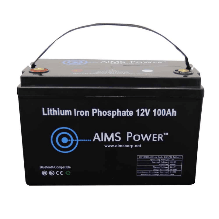 AIMS Power Lithium Battery 12V 100Ah LiFePO4 Lithium Iron Phosphate with Bluetooth Monitoring