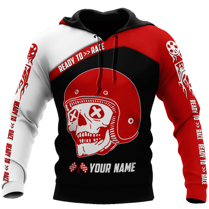 Personalized Name Motorcycle Racing Unisex Shirts Red Skull