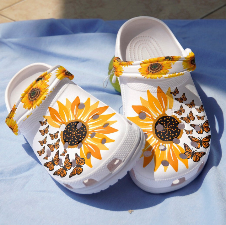 Sunflower Butterfly Shoes Clogs - Hippie Flower Be Kind Clog Shoess Birthday Gift - CR-SBUTER