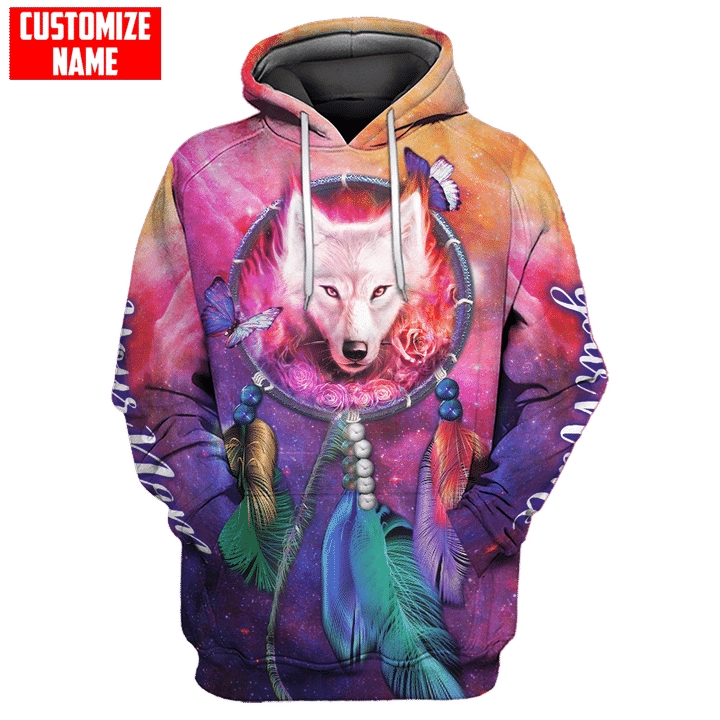Personalized Dreamcatcher And Wolf Native Apparel