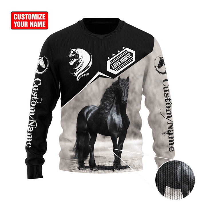 Personalized Name Friesian Horse Winter Shirts