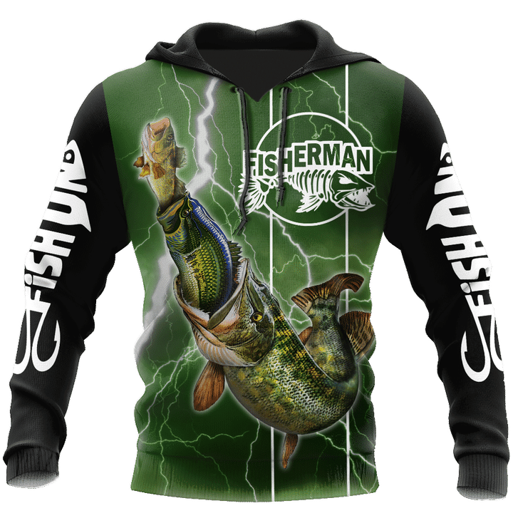 The great fish eats the small Green Fishing d print shirts