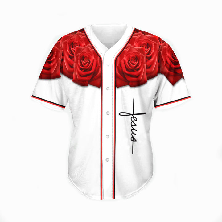 Jesus - Cross and Rose Baseball Shirt .CPD