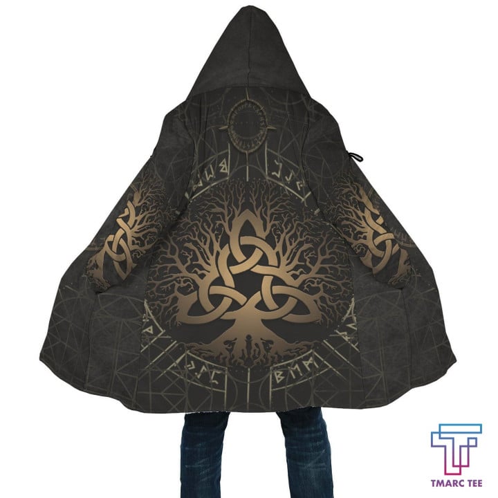stIceland Viking Hooded Cloak, Yggdrasil Helm Of Awe Rune Circle K DTD