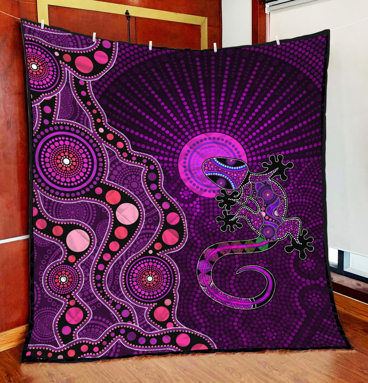 Aboriginal Australia Indigenous Purple The Lizard and The Sun Quilt