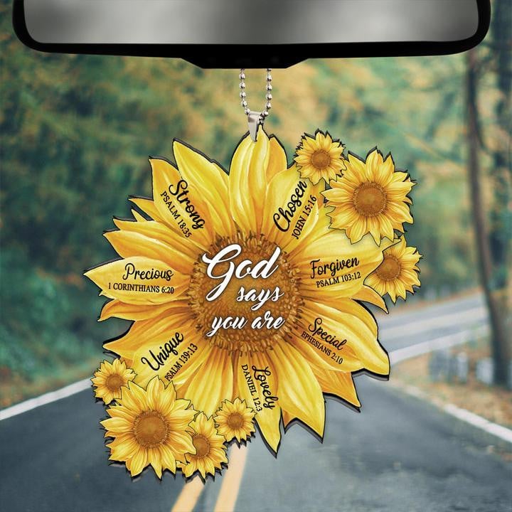 Sunflower God Says You Are Unique Design Car Hanging Ornament