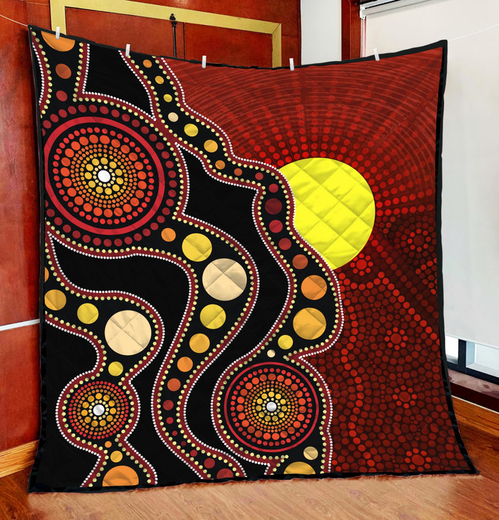 Aboriginal Australia Indigenous Flag Circle Dot Painting Art Quilt