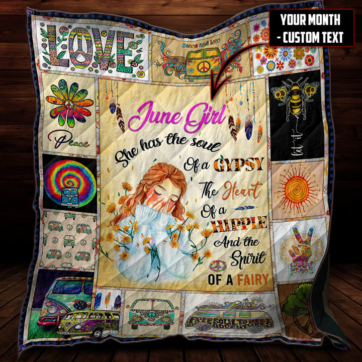 Customize Name Hippie Quilt Blanket