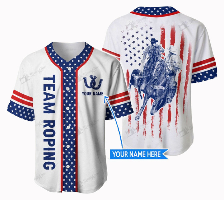 Personalized Name Rodeo Baseball Shirt Team Roping Ver