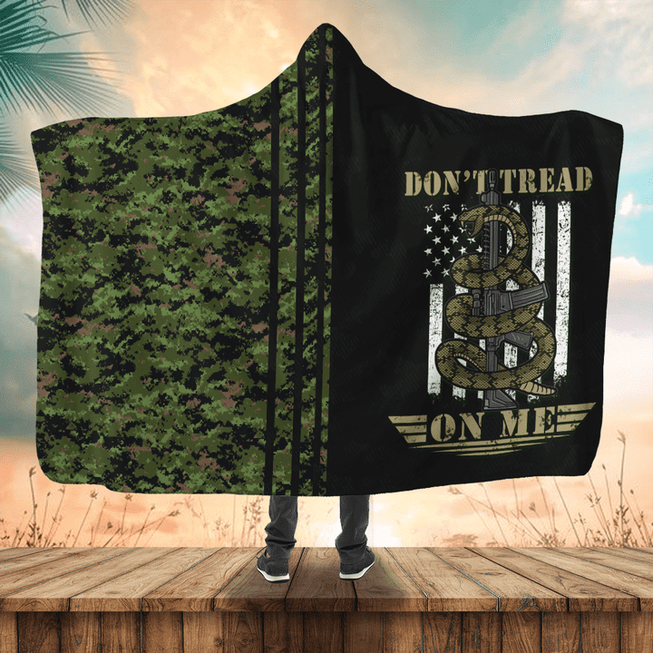 Don't Tread On Me D Over Printed Unisex Hooded Blanket