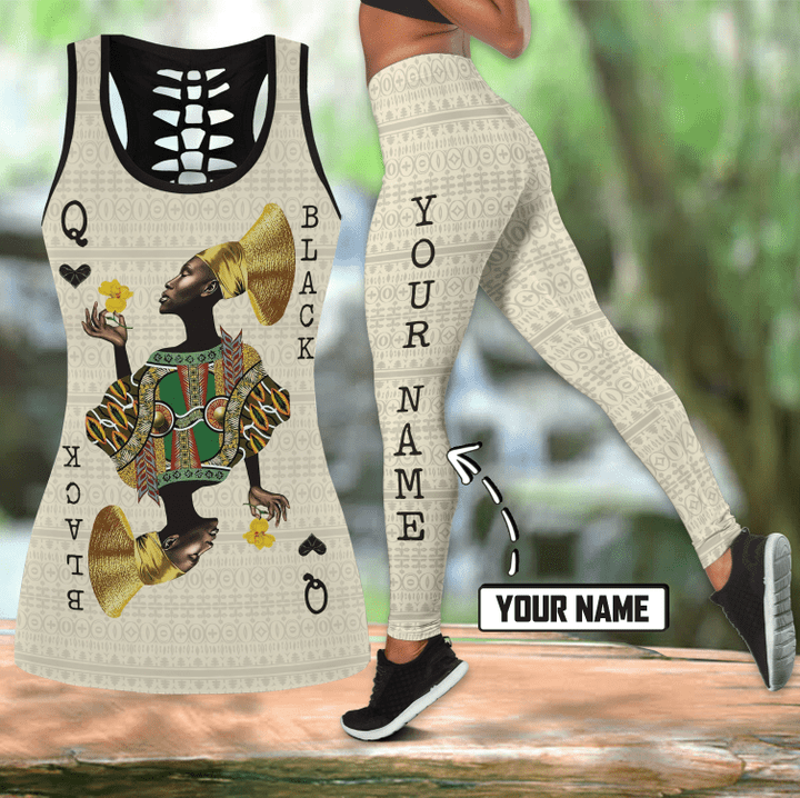 African Culture Black Queen Personalize Name Legging & Tank top