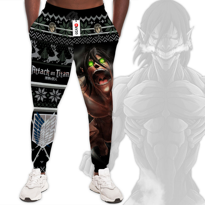Attack On Titan Eren Yeager Titan Custom Anime Christmas Ugly Sweatpants Gear Otaku