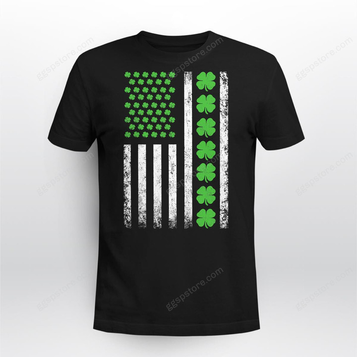 American Flag St Patricks Day T Shirt Vintage Irish Lucky T-Shirt