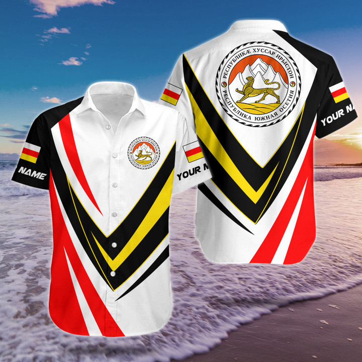 AIO Pride Custom Name South Ossetia Sport Form Coat Of Arms Hawaiian Shirt