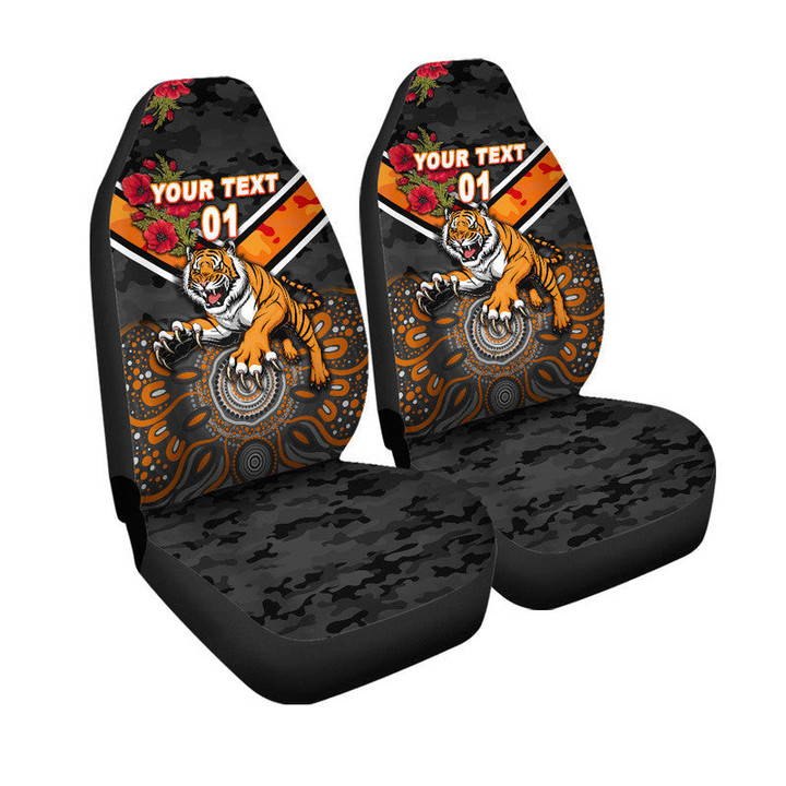 AIO Pride Custom Text & Number Wests Tigers ANZAC 2022 Car Seat Cover Indigenous Vibes
