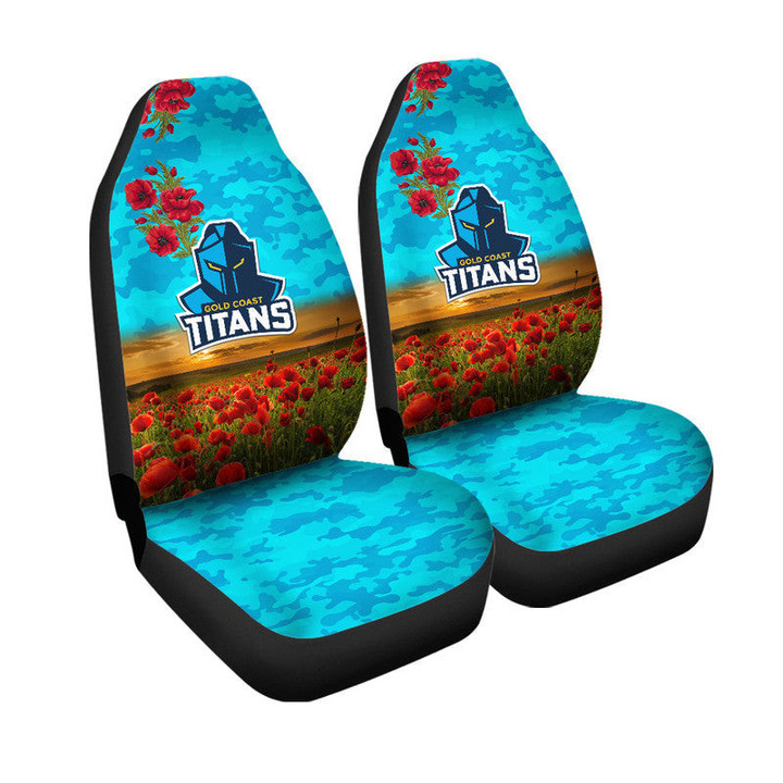 AIO Pride Gold Coast Titans ANZAC 2022 Car Seat Cover Poppy Flowers Vibes