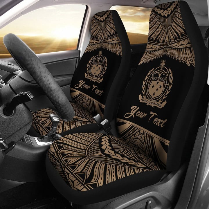 AIO Pride Custom Text Samoa Polynesian Peisonalised Car Seat Cover - Pride Gold Version