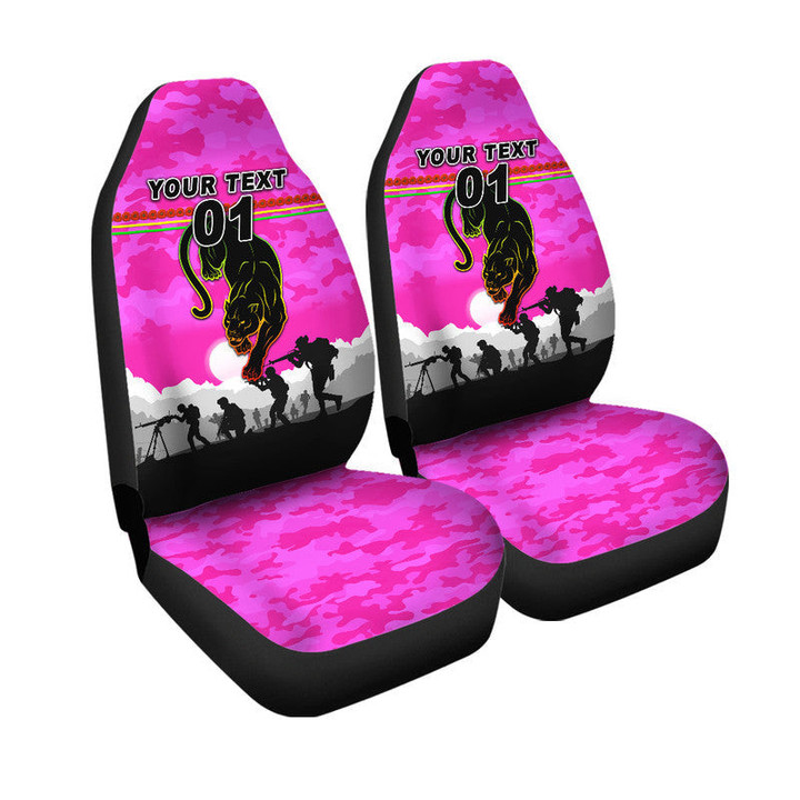 AIO Pride Custom Text & Number Penrith Panthers ANZAC 2022 Car Seat Cover Simple Style - Pink