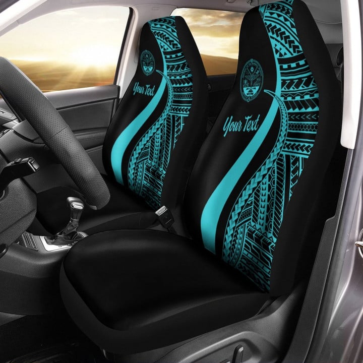 AIO Pride Custom Text Marshall Islands Car Seat Cover - Turquoise Polynesian Tentacle Tribal Pattern Crest