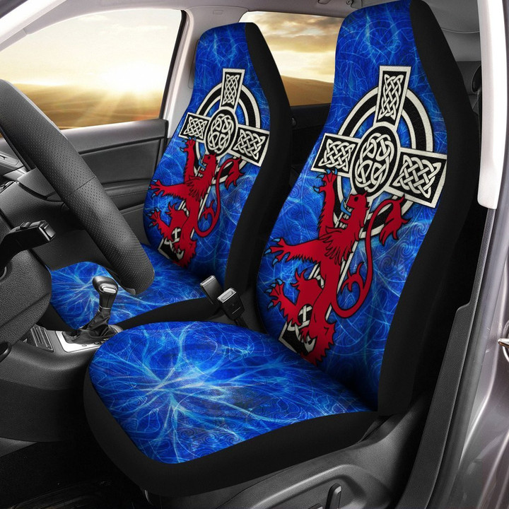 AIO Pride Scotland Celtic Car Seat Cover - Celtic Cross And Rampant Skew Style