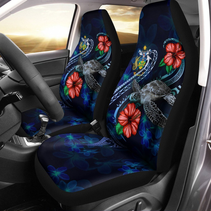 AIO Pride Solomon Islands Polynesian Car Seat Cover - Blue Turtle Hibiscus