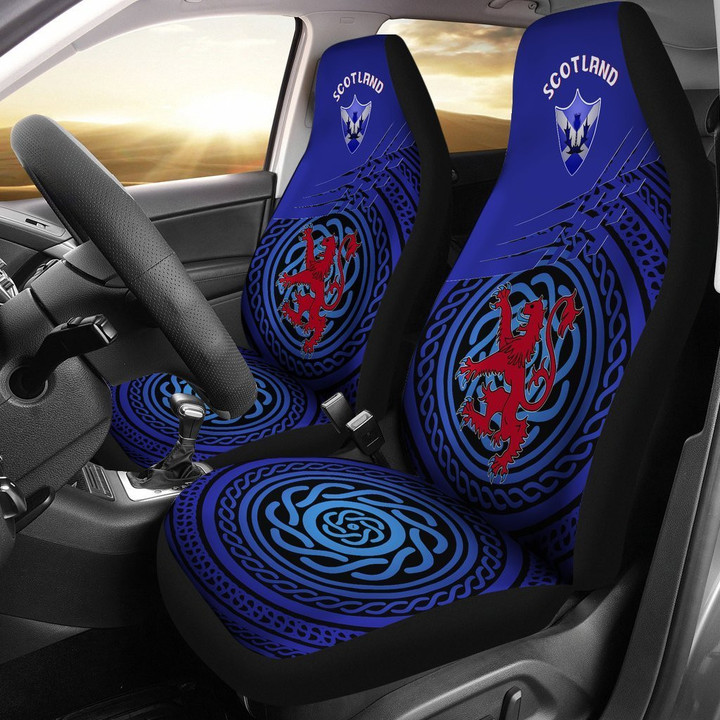 AIO Pride Scotland Car Seat Cover - Scotland Symbol With Celtic Patterns