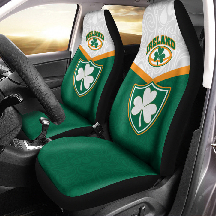 AIO Pride Ireland Rugby Car Seat Cover - Celtic Rugby Irish Shamrock With Triskelion