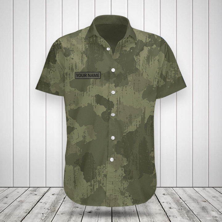 AIO Pride Custom Name Military Camo Texture Hawaiian Shirt