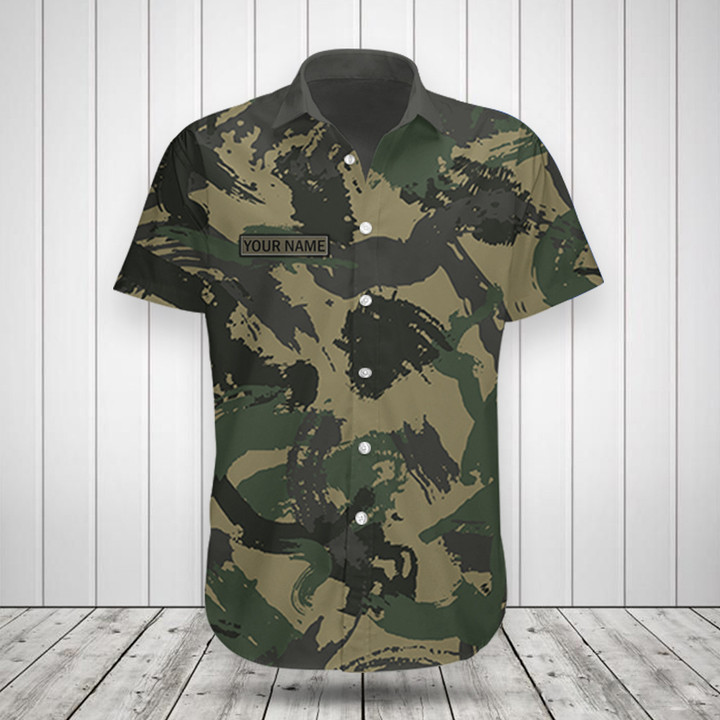 AIO Pride Custom Name Military Camo Texture With Paint Strokes And Splashes Element Hawaiian Shirt