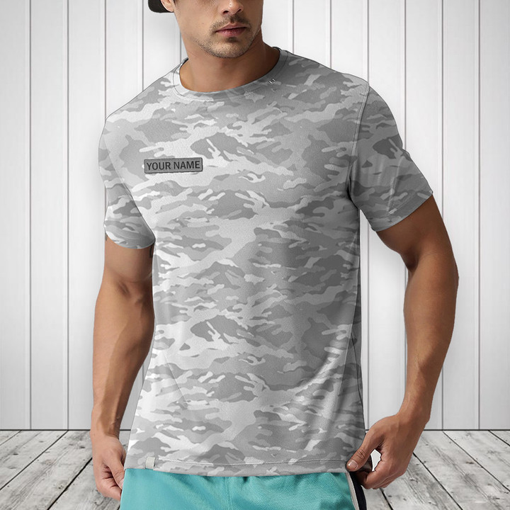 AIO Pride Custom Name Winter Snow And Polar Colored Stained Camo Pattern T-shirt