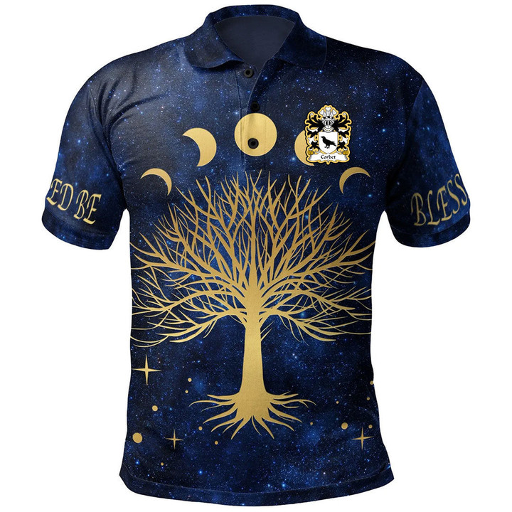 AIO Pride Corbet Shropshire Medieval Welsh Rolls Welsh Family Crest Polo Shirt - Moon Phases & Tree Of Life