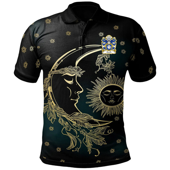 AIO Pride Scarfe Of Lamphey Pembrokeshire Welsh Family Crest Polo Shirt - Celtic Wicca Sun Moons