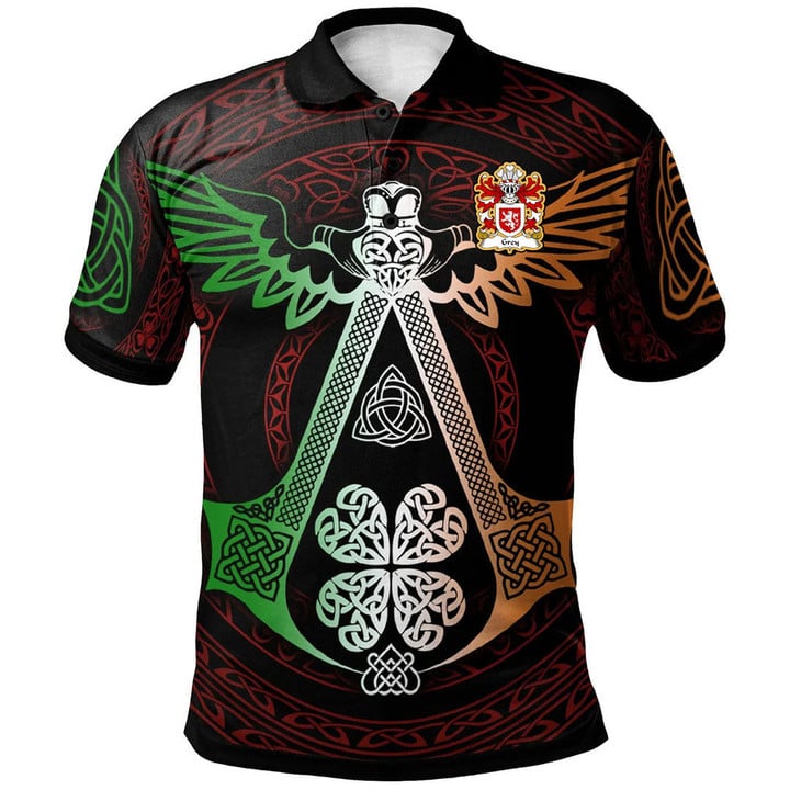 AIO Pride Grey Or Gray Lords Of Powys Welsh Family Crest Polo Shirt - Irish Celtic Symbols And Ornaments