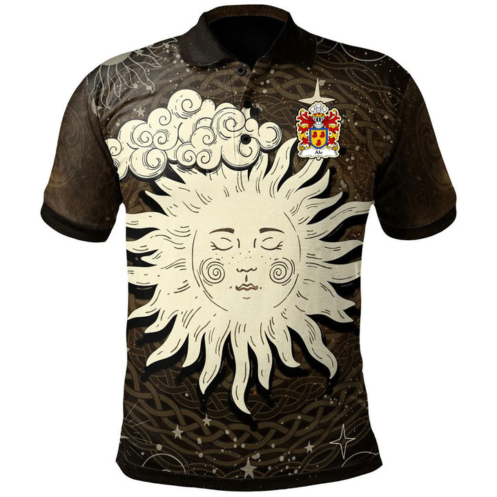 AIO Pride Alo AB Ithel King Of Gwent Welsh Family Crest Polo Shirt - Celtic Wicca Sun & Moon
