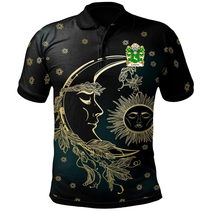 AIO Pride Coetmor Of Llanllechid Caernarfonshire Welsh Family Crest Polo Shirt - Celtic Wicca Sun Moons