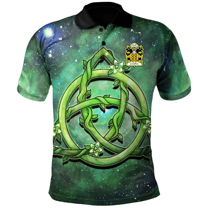 AIO Pride Lowther Quartering Of Powell Of Hosely Welsh Family Crest Polo Shirt - Green Triquetra