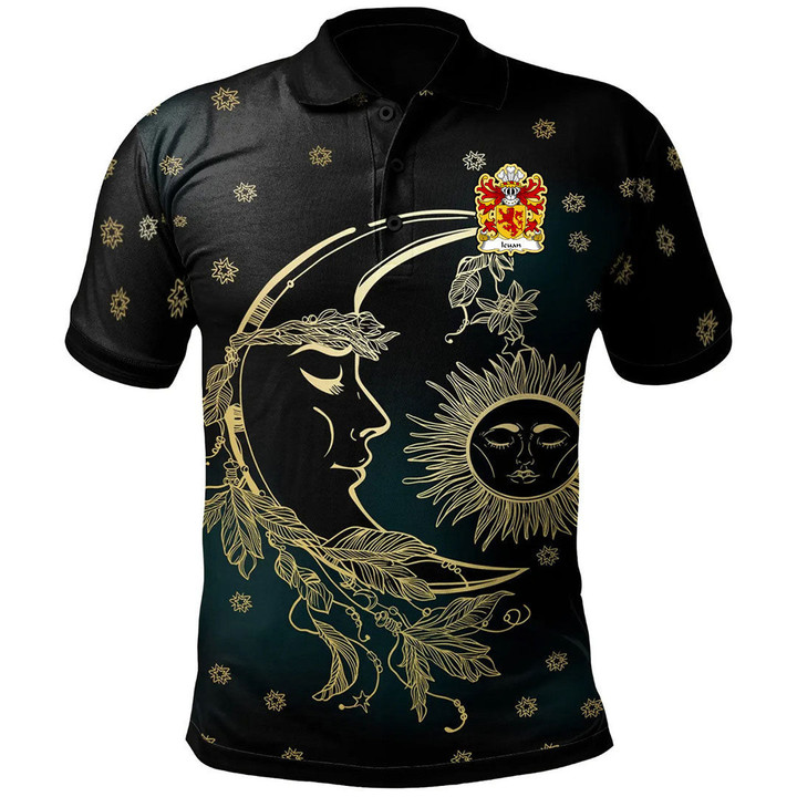 AIO Pride Ieuan AP Gruffudd Welsh Family Crest Polo Shirt - Celtic Wicca Sun Moons