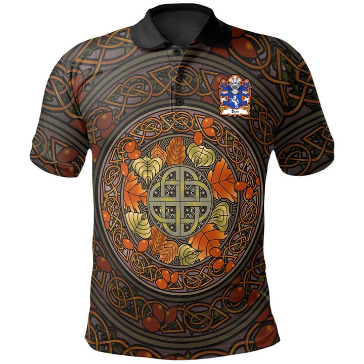 AIO Pride Dun Or Donne Sir Daniel Welsh Family Crest Polo Shirt - Mid Autumn Celtic Leaves