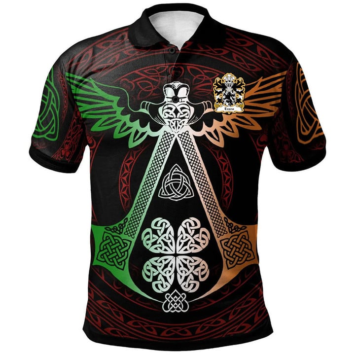 AIO Pride Evans Of Is Coed Flint Welsh Family Crest Polo Shirt - Irish Celtic Symbols And Ornaments