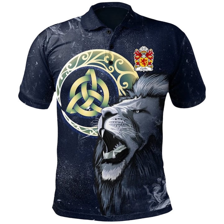 AIO Pride Cynfin AP Gwerystan Welsh Family Crest Polo Shirt - Lion & Celtic Moon