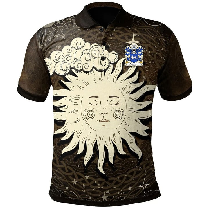 AIO Pride Andrewe Of Herefordshire Welsh Family Crest Polo Shirt - Celtic Wicca Sun & Moon