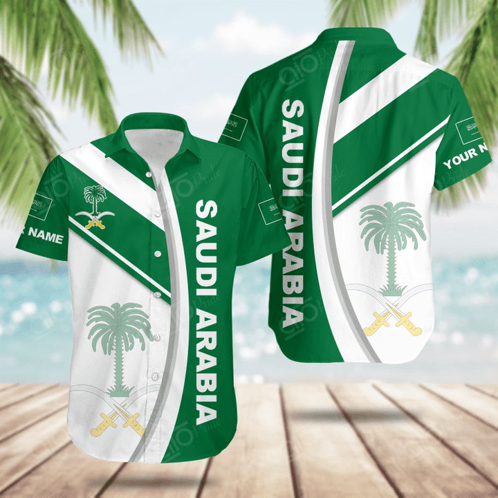 AIO Pride Custom Name Saudi Arabia Basic Form Hawaiian Shirt