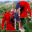 AIO Pride - Albania Coat Of Arms - America Flag 3D Unisex Adult Hoodies