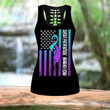 AIO Pride - Suicide Prevention Ribbon & US Flag Hollow Tank Top or Legging