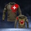 AIO Pride - Customize Swiss Army Flag - Torn 3D Unisex Adult Hoodies