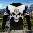 AIO Pride - El Salvador Coat Of Arms Skull - Black And White Unisex Adult Hoodies