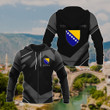 AIO Pride - Customize Bosnia Coat Of Arms Design - Black & Gray Unisex Adult Hoodies