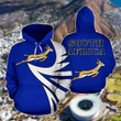AIO Pride - South Africa Springbok - Warrior Style Blue Unisex Adult Hoodies