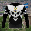 AIO Pride - Honduras Coat Of Arms Skull - Black And White Unisex Adult Hoodies